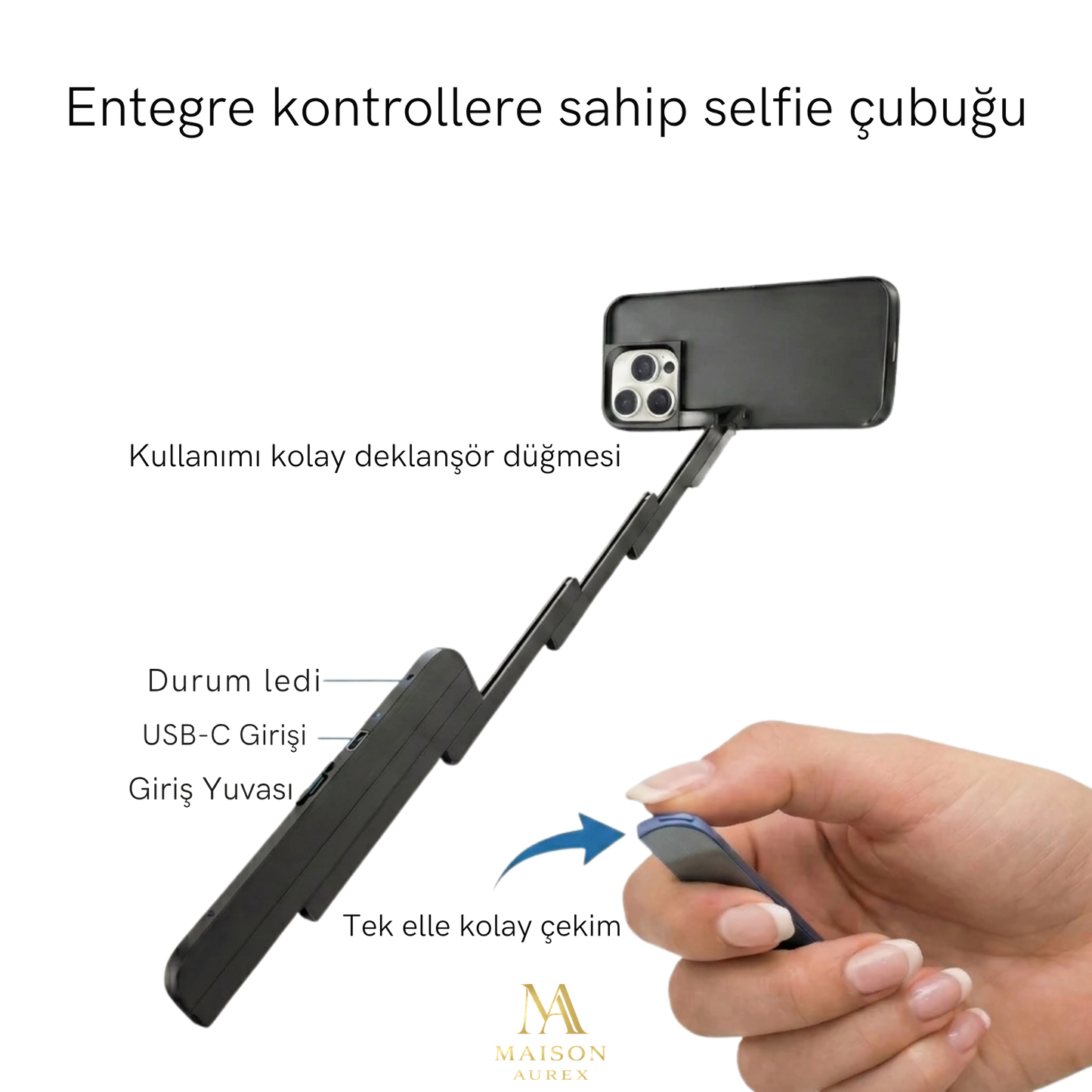 MAISON AUREX™                 3’ü 1 Arada Premium Vlogging Kılıfı — Her An Mükemmel Açı